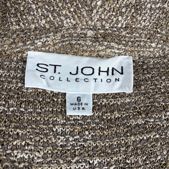 St. John‎ Collection Knit Skirt Suit Tan/Brown - Blazer size 6/Skirt size 8 - Picture 9 of 10